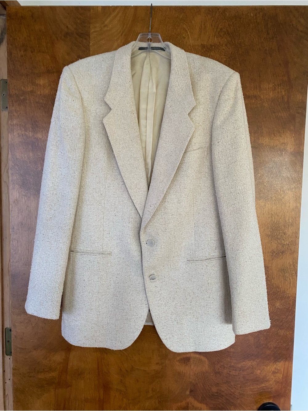 Yves Saint Laurent Cream Textured Two-Button Blazer